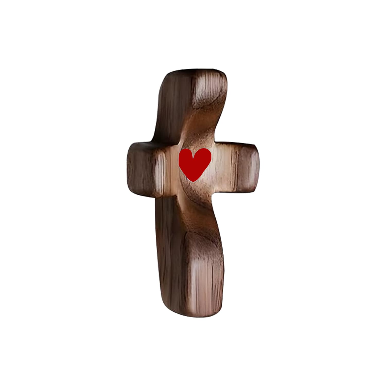 5-Piece Set Red Peachwood Heart Cross - Multi-functional Spiritual Symbols