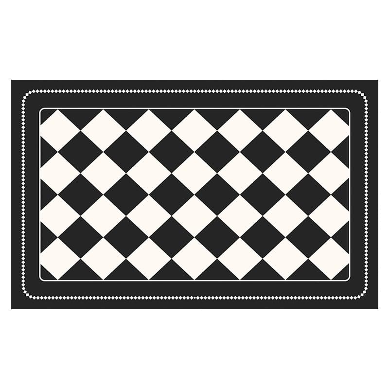 Black Checkered Design Loofah Texture Shower Mat (50 × 80 cm) - Non-Slip PVC