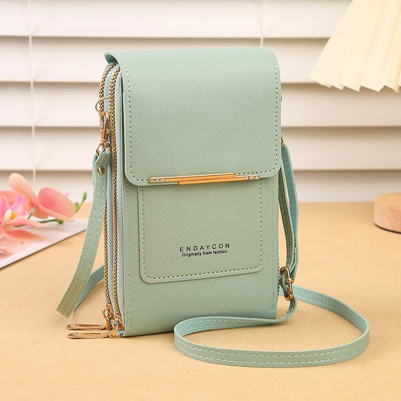 Green Women's Mini PU Leather Crossbody Phone Bag (19 × 12 × 4 cm) - Touch