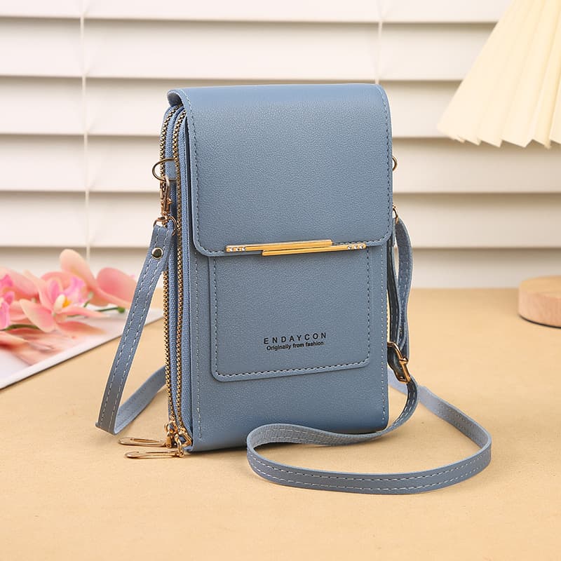 Blue Women's Mini PU Leather Crossbody Phone Bag (19 × 12 × 4 cm) - Touch