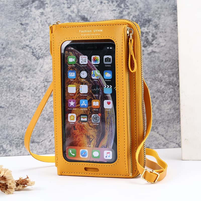 Two-Piece Yellow Set Anti-Theft Touch Screen Mini Crossbody Phone Bag