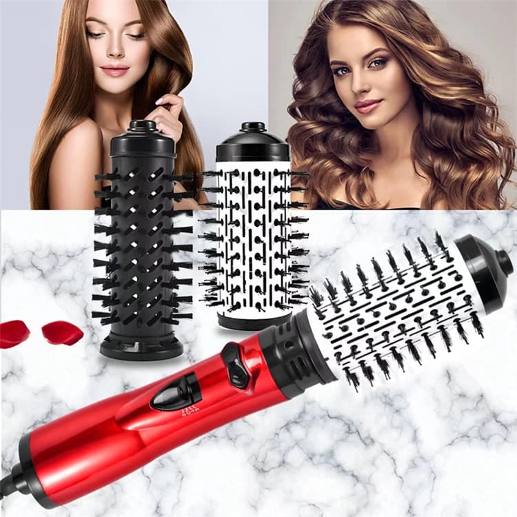 2-in-1 Red Automatic Rotating Hot Air Styler (38/50mm Curling Barrel)