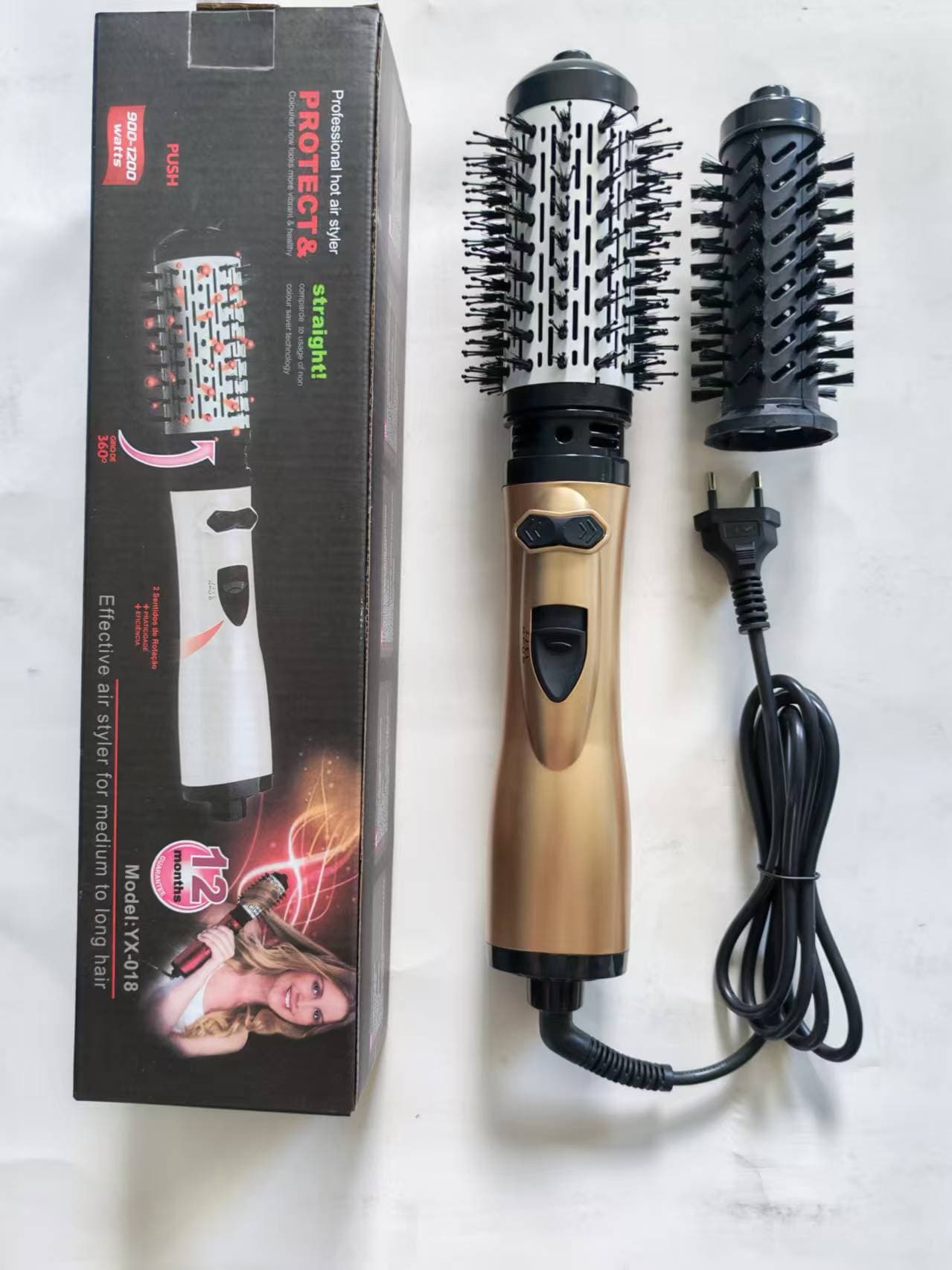2-in-1 Gold Automatic Rotating Hot Air Styler (38/50mm Curling Barrel)