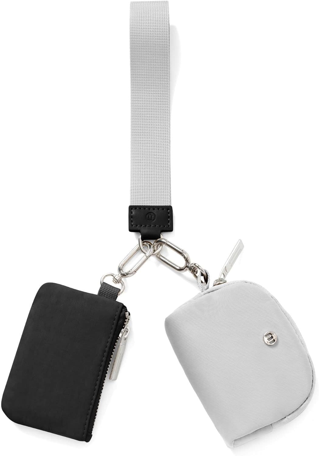 Black Grey Women's Ultralight Fashion Nylon Wristlet Pouch Set - Portable