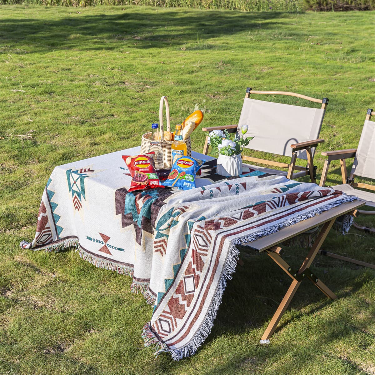 Mutifunctional 90 × 180 cm Bohemian Outdoor Picnic Blanket & Throw - Thick