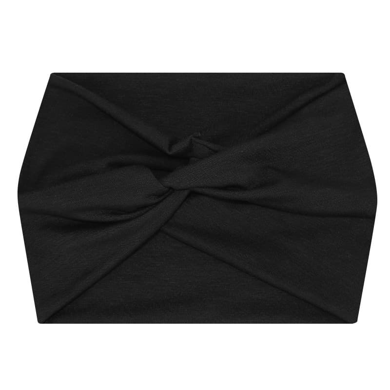5-PCS Black Women's Extra Wide Turban Headband - Elastic Yoga & Sports Hair