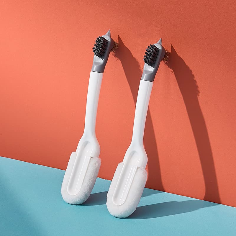 2-PCS White Multifunctional Double Headed Shoe Cleaning Brush with Long
