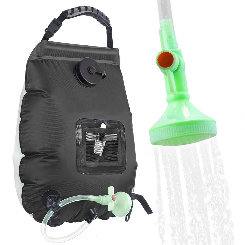 Black Portable Solar Camping Shower Bag 20L 5 Gallon Water Capacity Outdoor