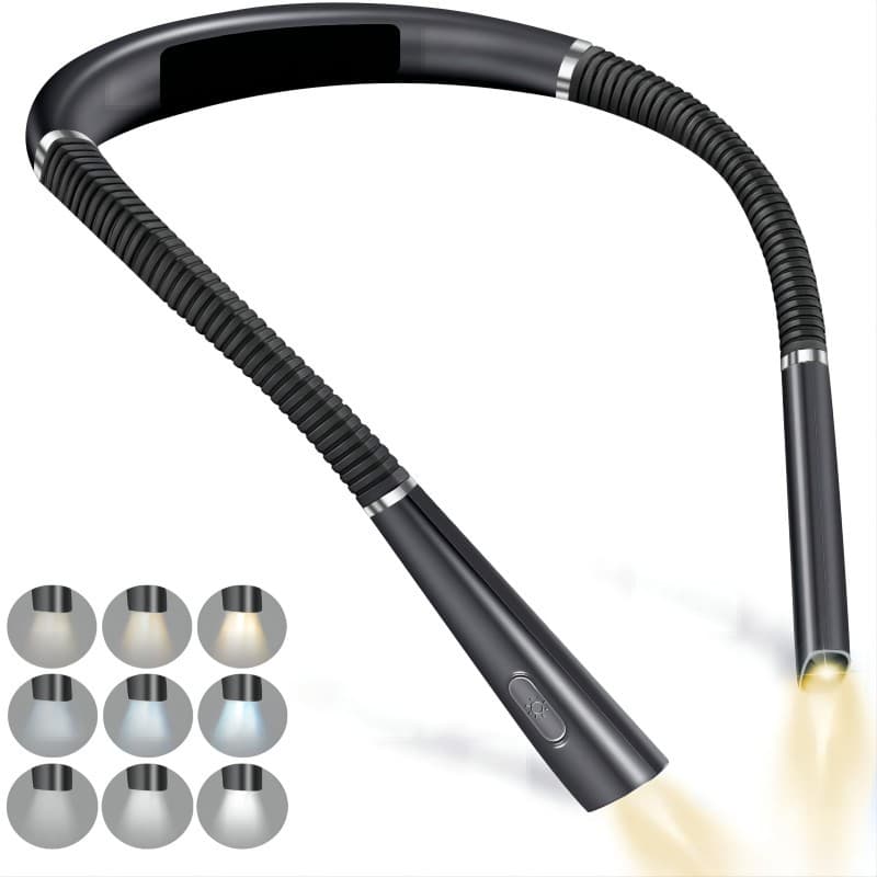 Black Hands-Free USB Rechargeable Neck Reading Light 3 Colour - Black 3
