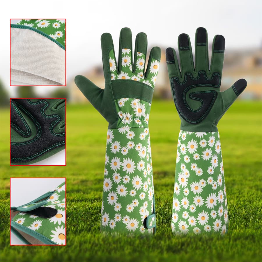 Green Long Gardening Gloves Thorn Proof Rose Pruning Gauntlets