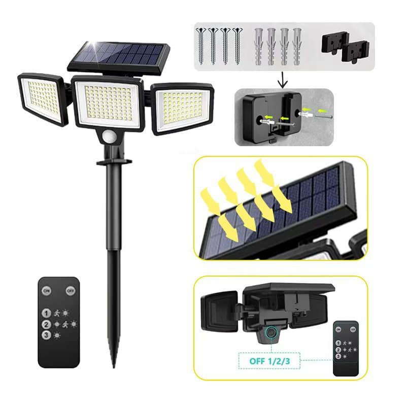 Solar Garden Lights Outdoor Motion Sensor 210 LED - 2-in-1 Ground Spike