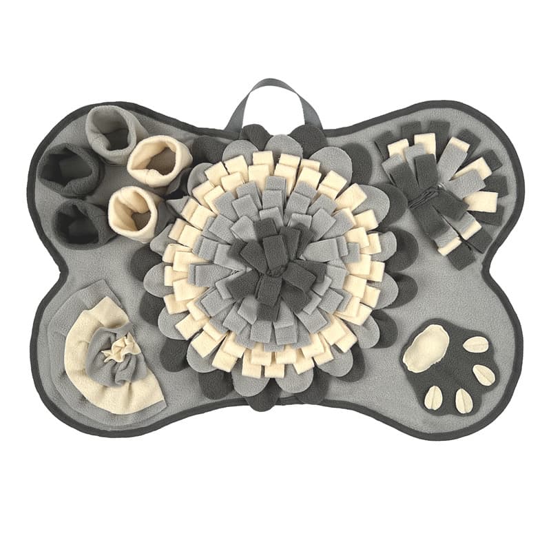 Interactive Dog Snuffle Mat Bone Shape Grey 64 × 43 cm - Slow Feeder