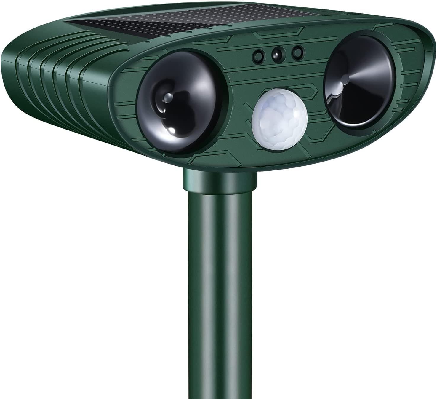Classic Solar Powered Animal Repeller - PIR Sensor, Ultrasonic & Flashing