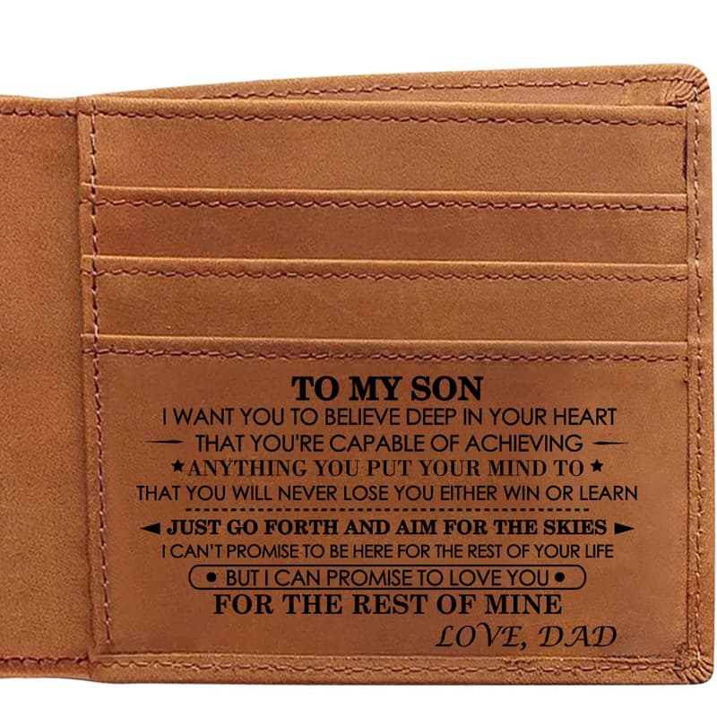 Style 2 Genuine Cowhide Leather Wallet - RFID Protection, VH1104 Dad to Son