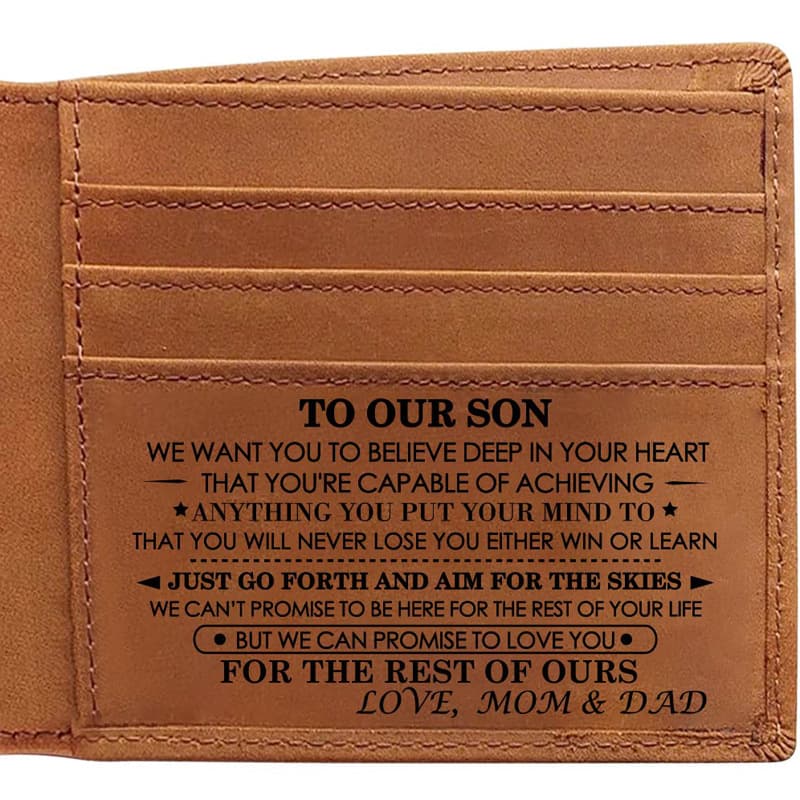 To My Son Embossed Genuine Cowhide Leather Wallet - RFID - VE12104 Design