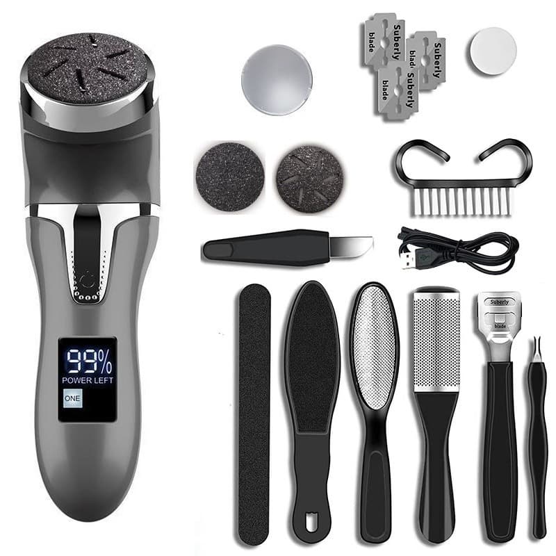 Black Portable Electronic Pedicure File Set - Waterproof Electric Foot