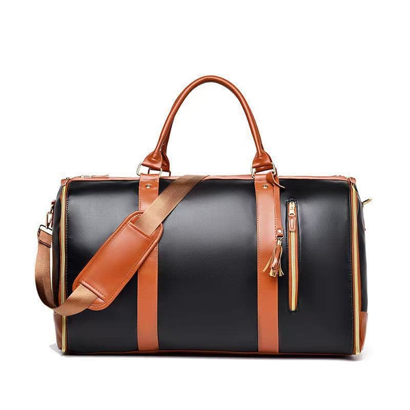 Brown 56-75L Large Capacity Foldable Garment Duffel Bag with Shoe Pouch