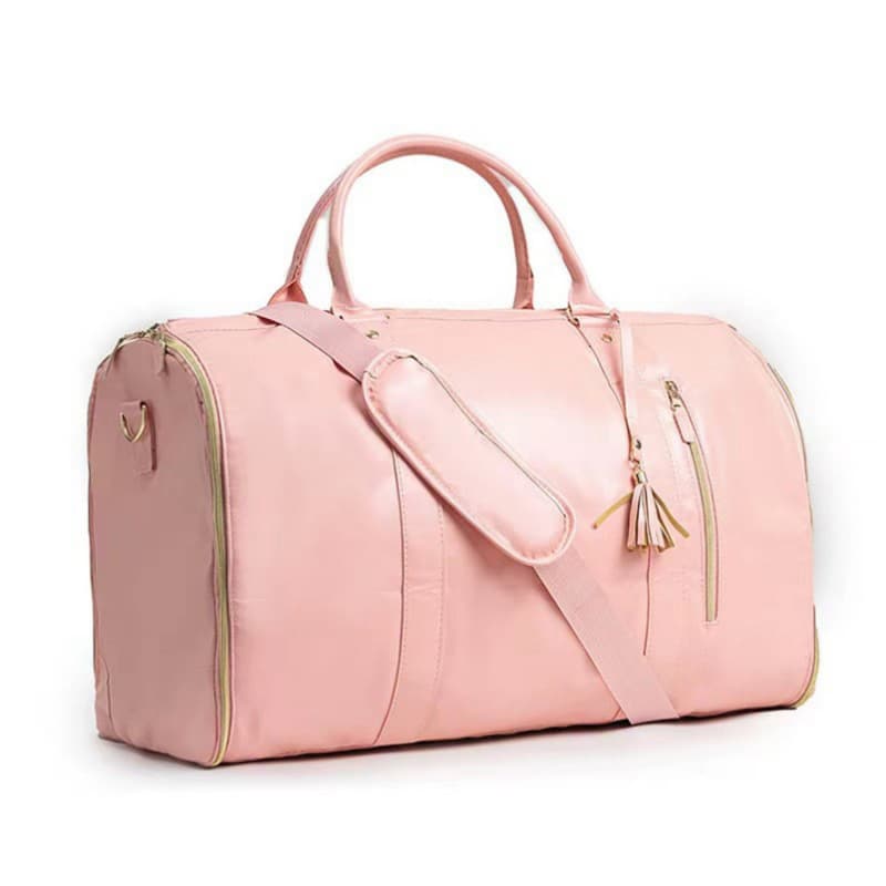 Pink 56-75L Large Capacity Foldable Garment Duffel Bag with Shoe Pouch