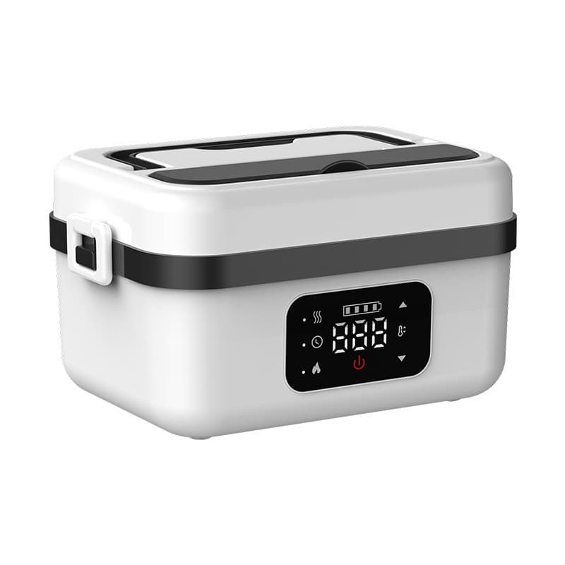 1L White Cordless Waterless Heated Lunch Box - Portable 304 Stainless Steel