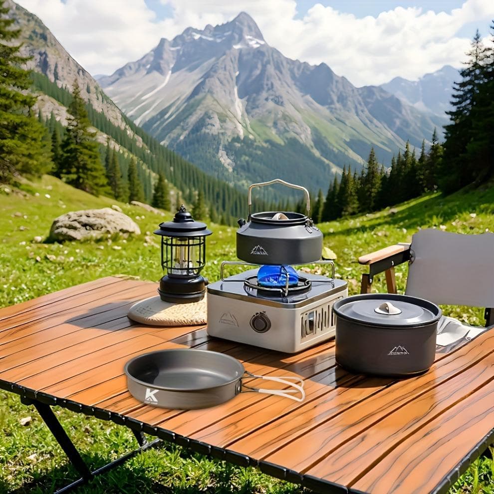 Portable & Foldable Outdoor Cookware Set - Lightweight Camping Pot, Pan