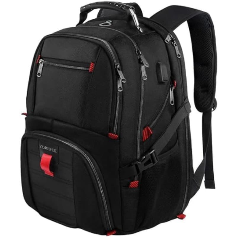 Black 50L Extra Large Laptop Backpack with USB Charging Port
