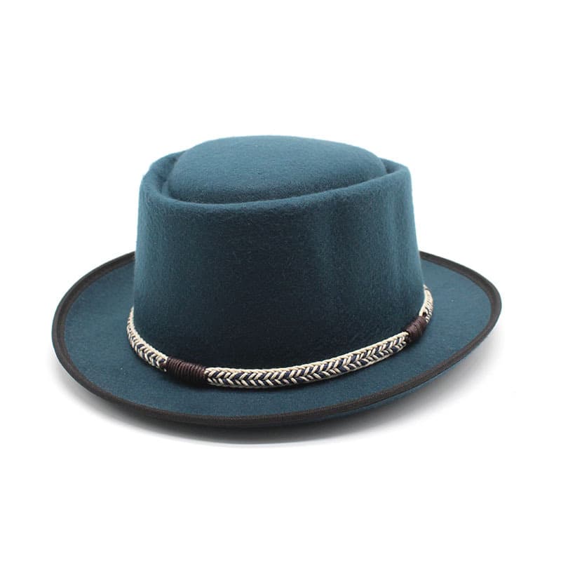 Peacock Blue Unisex Pure Woolen Short-Brimmed Fedora - Classic British