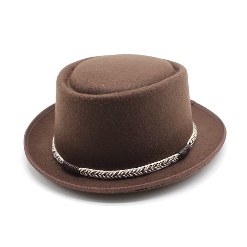 Coffee Brown Unisex Pure Woolen Short-Brimmed Fedora - Classic British