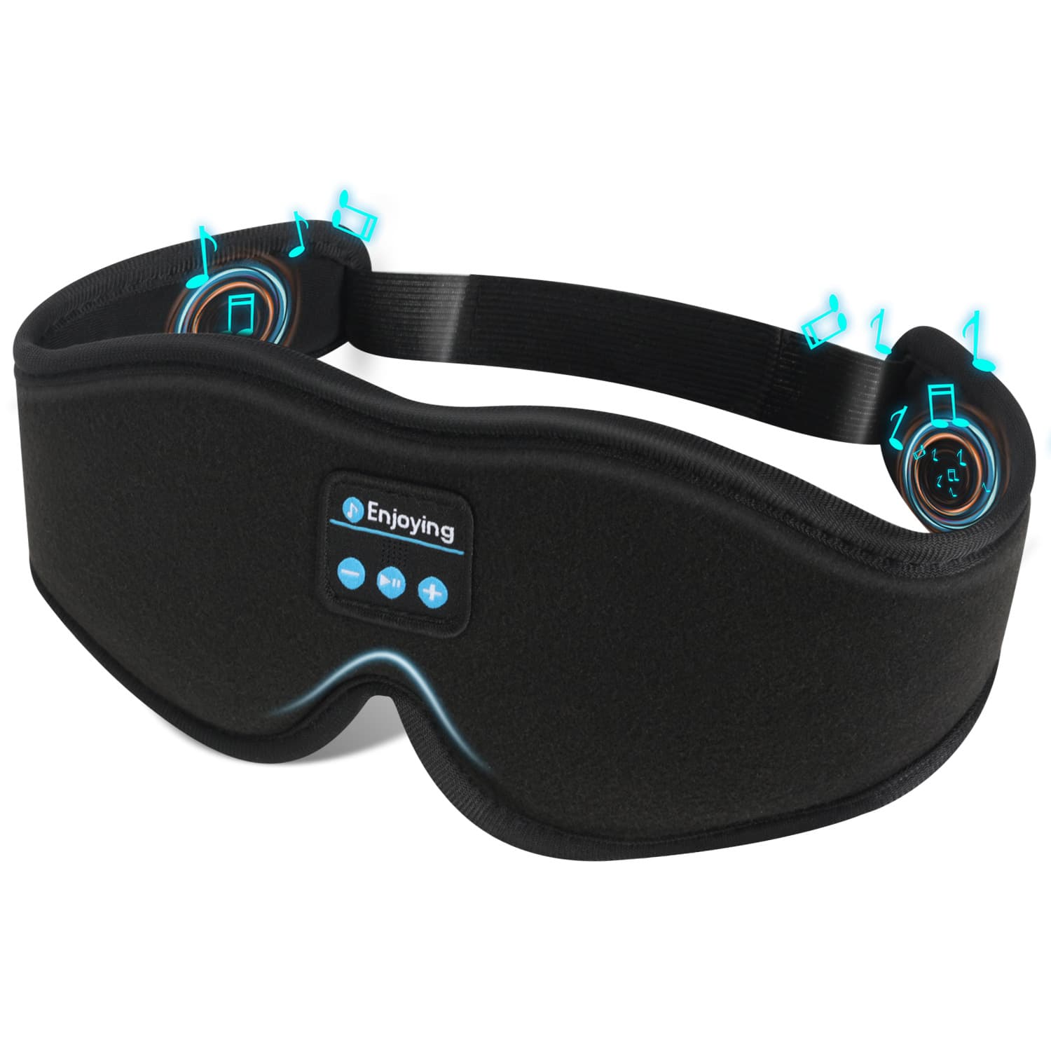 Black 3D Wireless Bluetooth Sleep Mask with Integrated Stereo Headphones