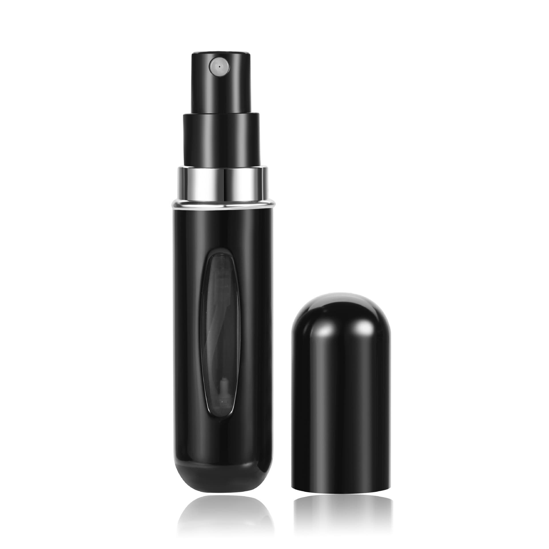 4-Piece Black Portable Perfume Atomizer Bottle (5 ml) - Refillable Travel