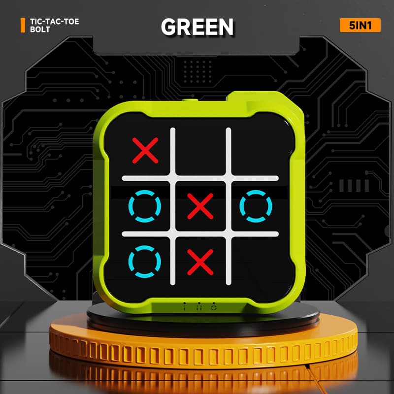 Green All-in-One Tic-Tac-Toe Desktop Game - Portable Family Interactive