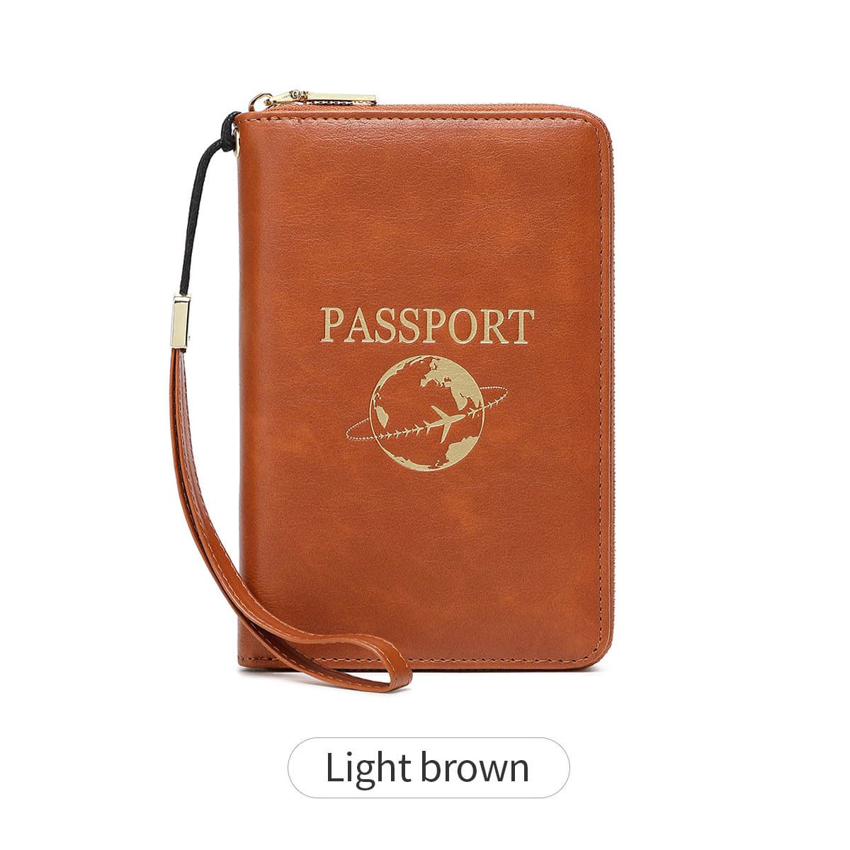 Light Brown RFID Blocking Travel Passport Holder - Multi-functional