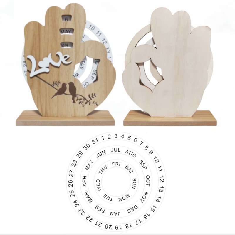 OK Sign Timber Perpetual Calendar Decoration (15.3 × 19.1 cm) - Manual