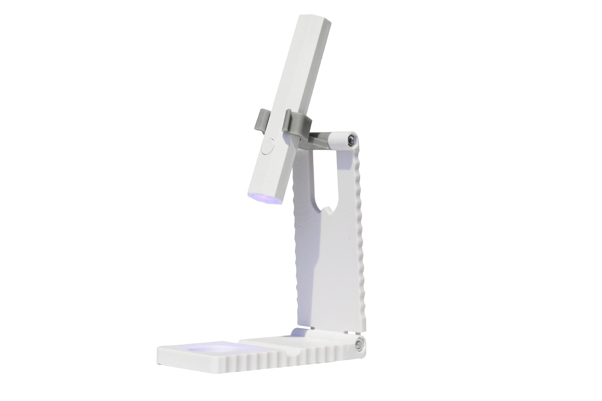White Mini Handheld LED/UV Manicure Light with Digital - White Fixed Stand