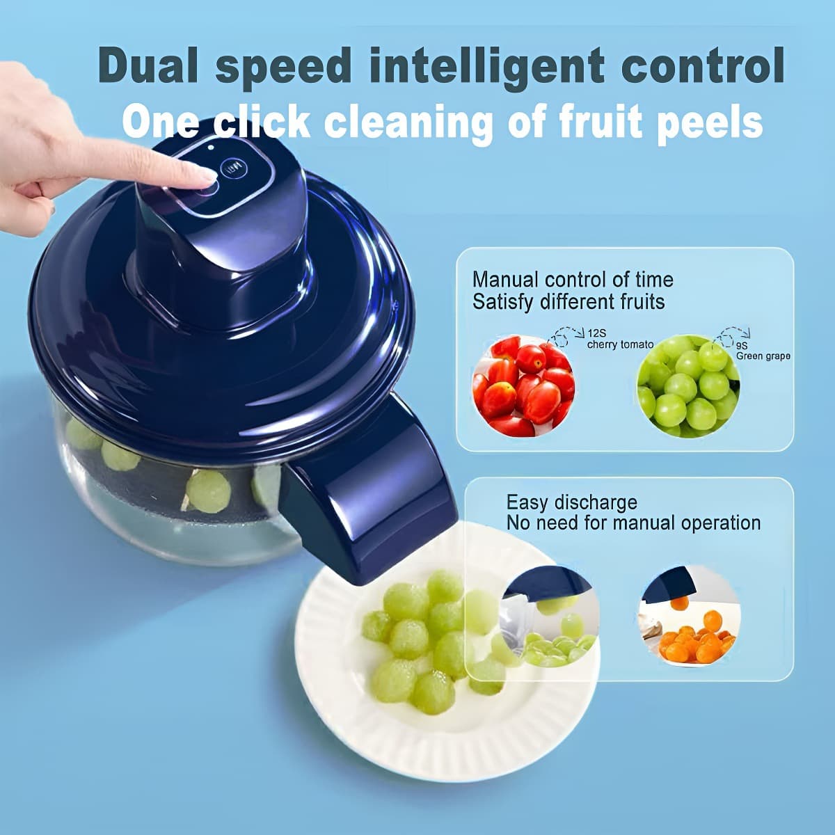 Blue Automatic Grape Peeler Machine - High-Efficiency & Mess-Free, Electric