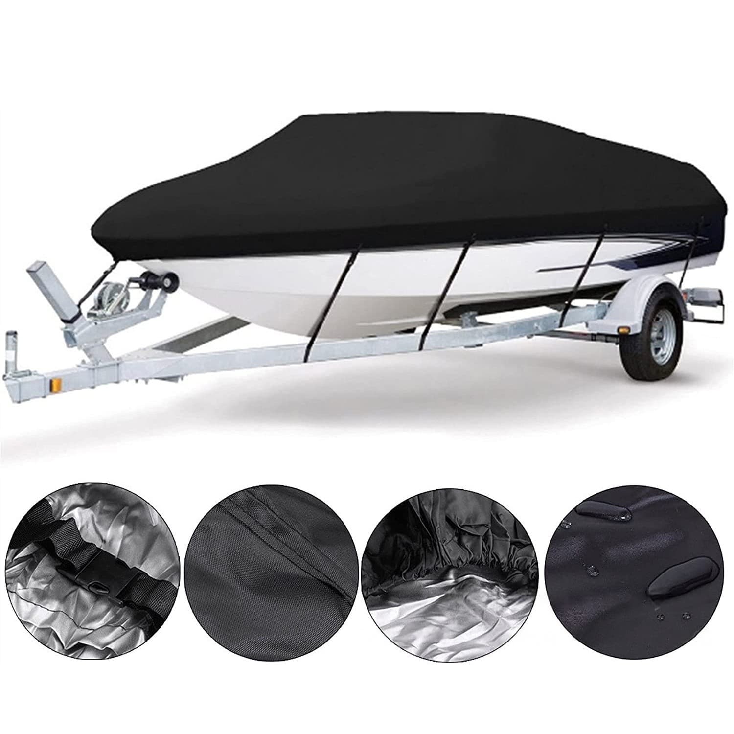 Black Heavy-Duty V-Hull Shield for 11 to 13 FT Yachts - All-Weather Water