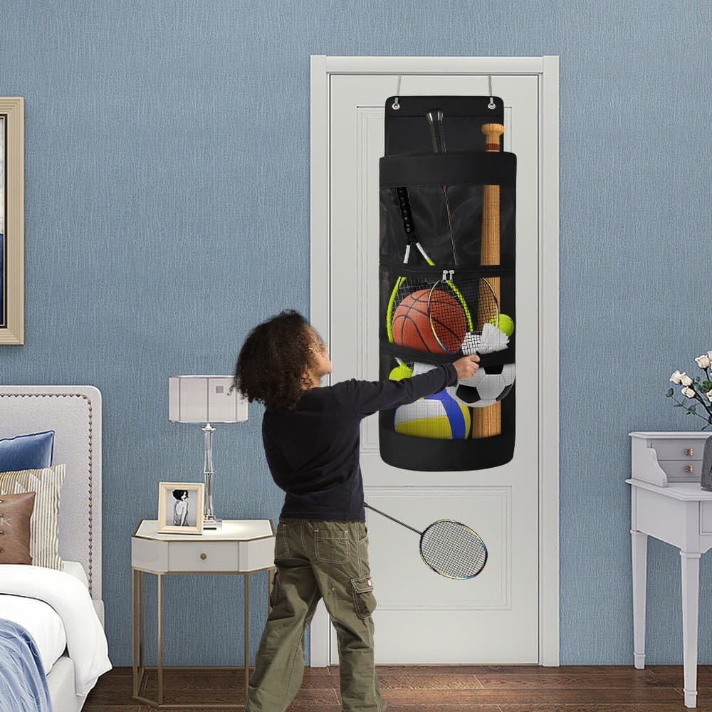Over-the-Door Hanging Sports Gear Organizer With Zipper for Easy-Access