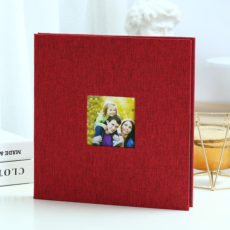 Red Linen Self-Adhesive Photo Album DIY Scrapbook - Red Photo Album Wedding