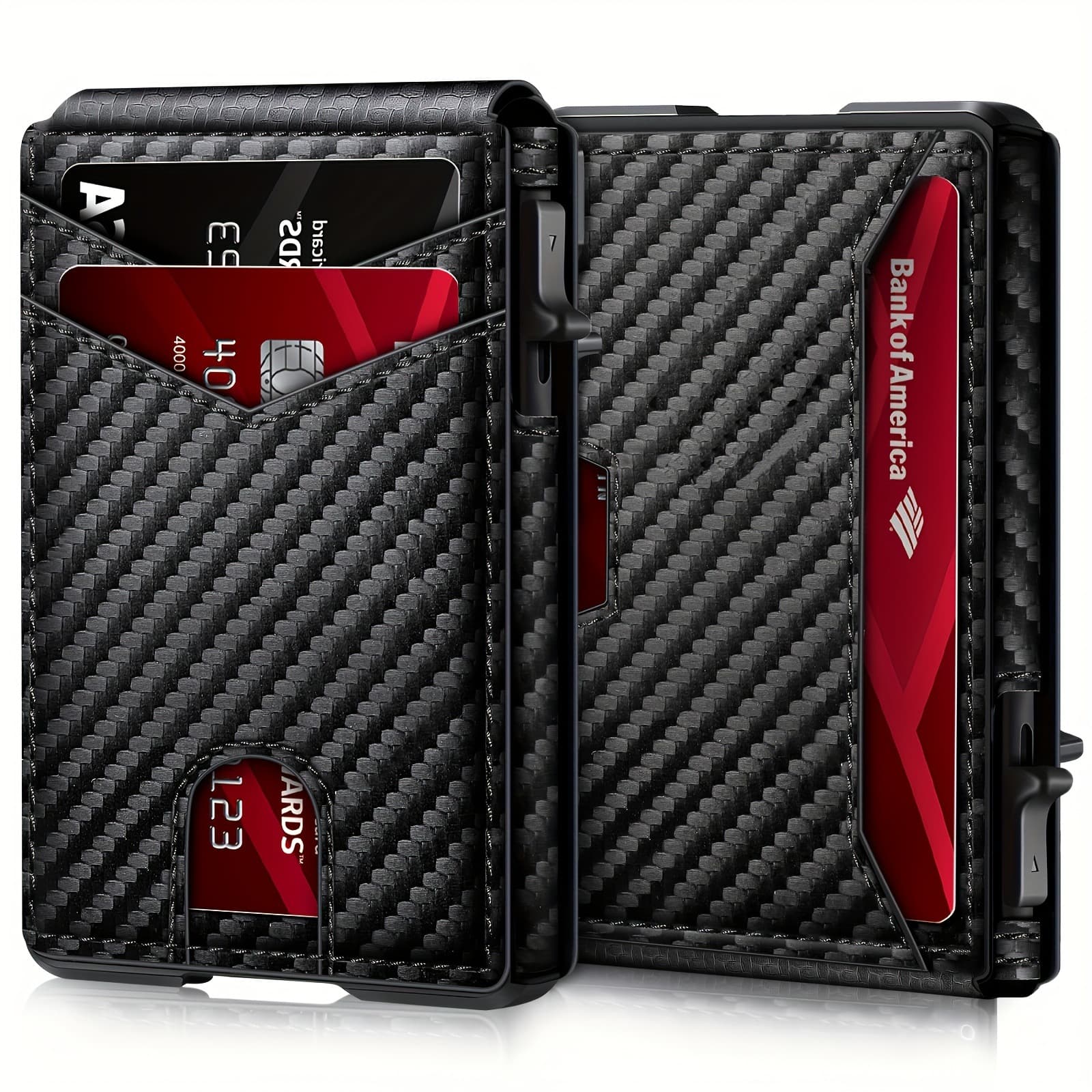 Carbon Fiber Slim Bifold Wallet for Men with RFID Blocking Pop-up Card