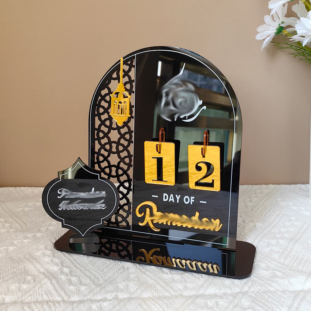 Black Acrylic Desktop Holiday Countdown Ornament with Mirrored - BT268