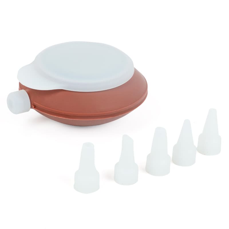 2-Pack Food Grade Silicone Macaron Piping Pot Squeezer with 5