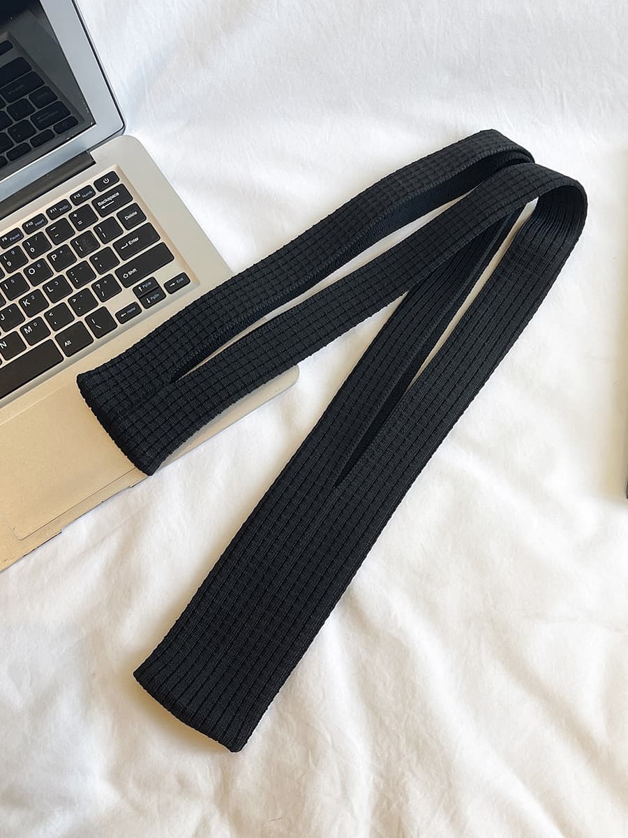Black High-Elastic Knit Long Phone Sling Bag - Adjustable Crossbody