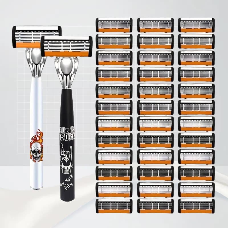 2-Pack 6-Layer Manual Razor with 36 Replacement Blades - Ultra-Close Shave