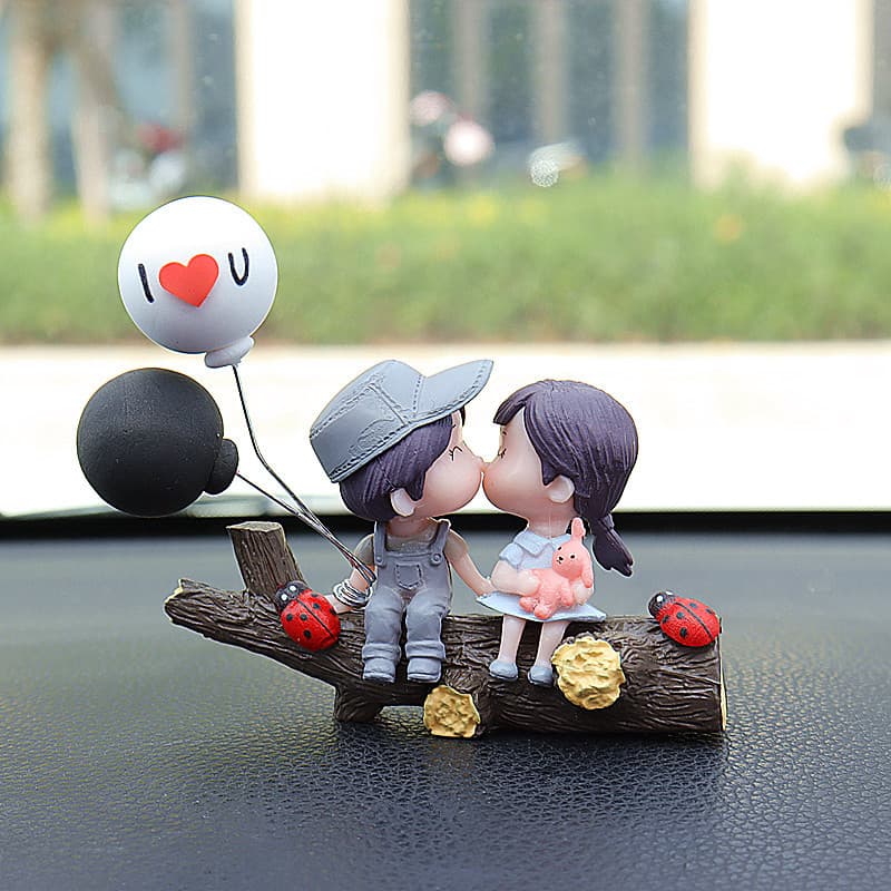 Tree Branch Grey Couple Balloons Couple Car Ornament for Dashboard