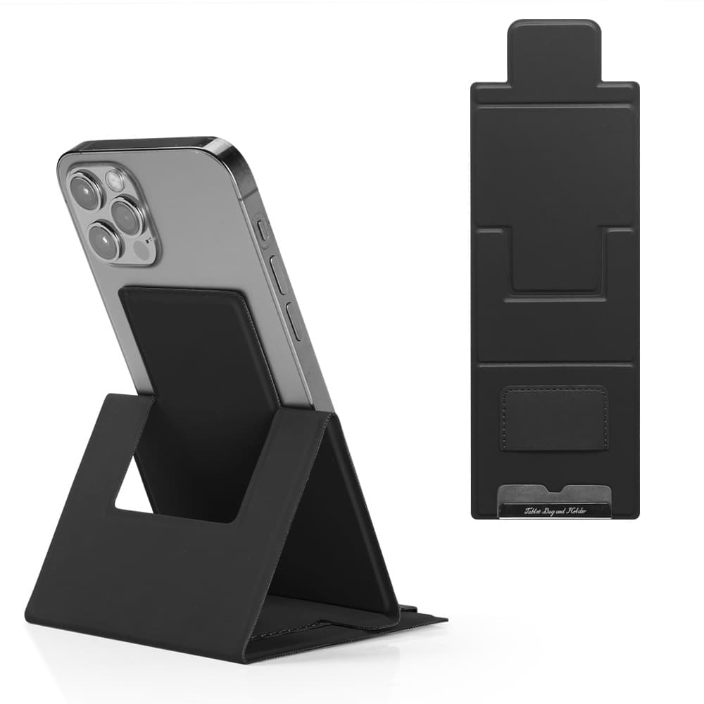 2-PCS Black Portable Foldable Phone Stand with Card Holder - Compact Desktop