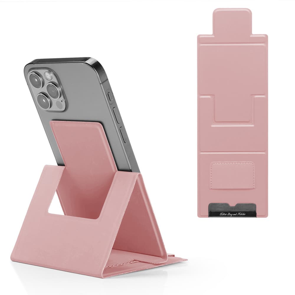 2-PCS Pink Portable Foldable Phone Stand with Card Holder - Compact Desktop