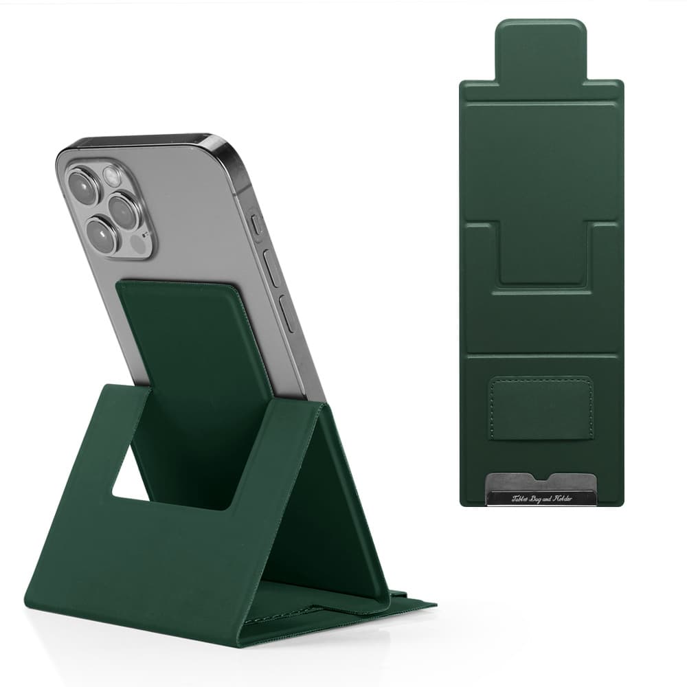 2-PCS Green Portable Foldable Phone Stand with Card Holder - Compact Desktop