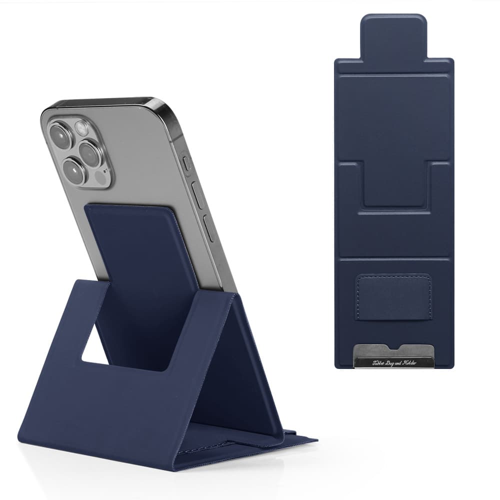 2-PCS Blue Portable Foldable Phone Stand with Card Holder - Compact Desktop