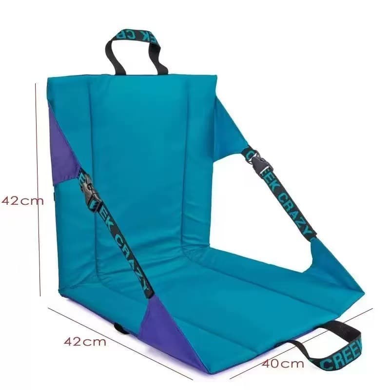 Portable Folding Ground Chair with Back Support Teal Outdoor Stadium Seat