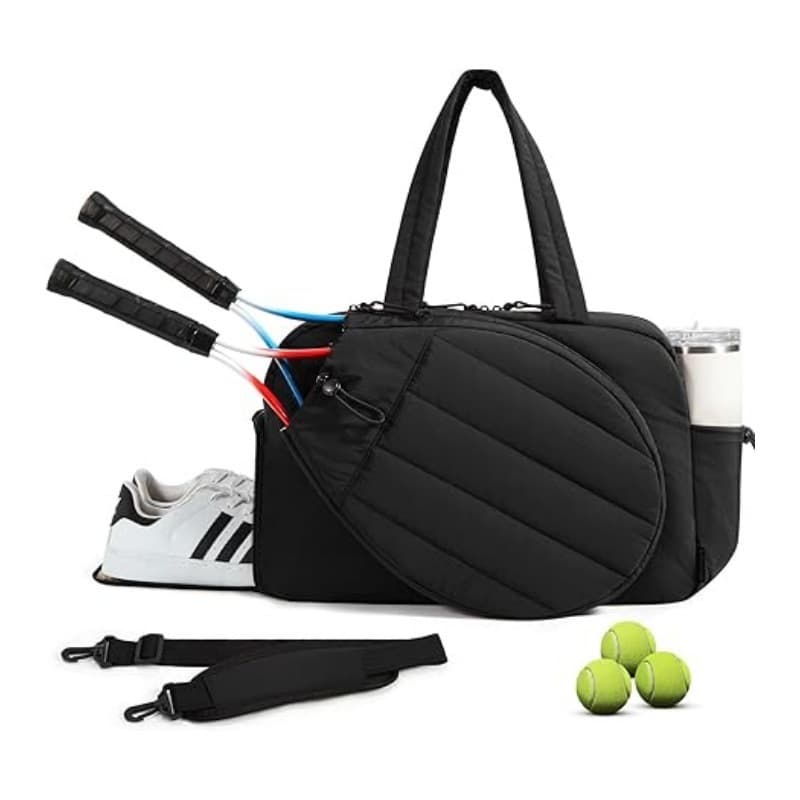 42L Black Tennis & Pickleball Expandable Tote Bag - Black Expandable