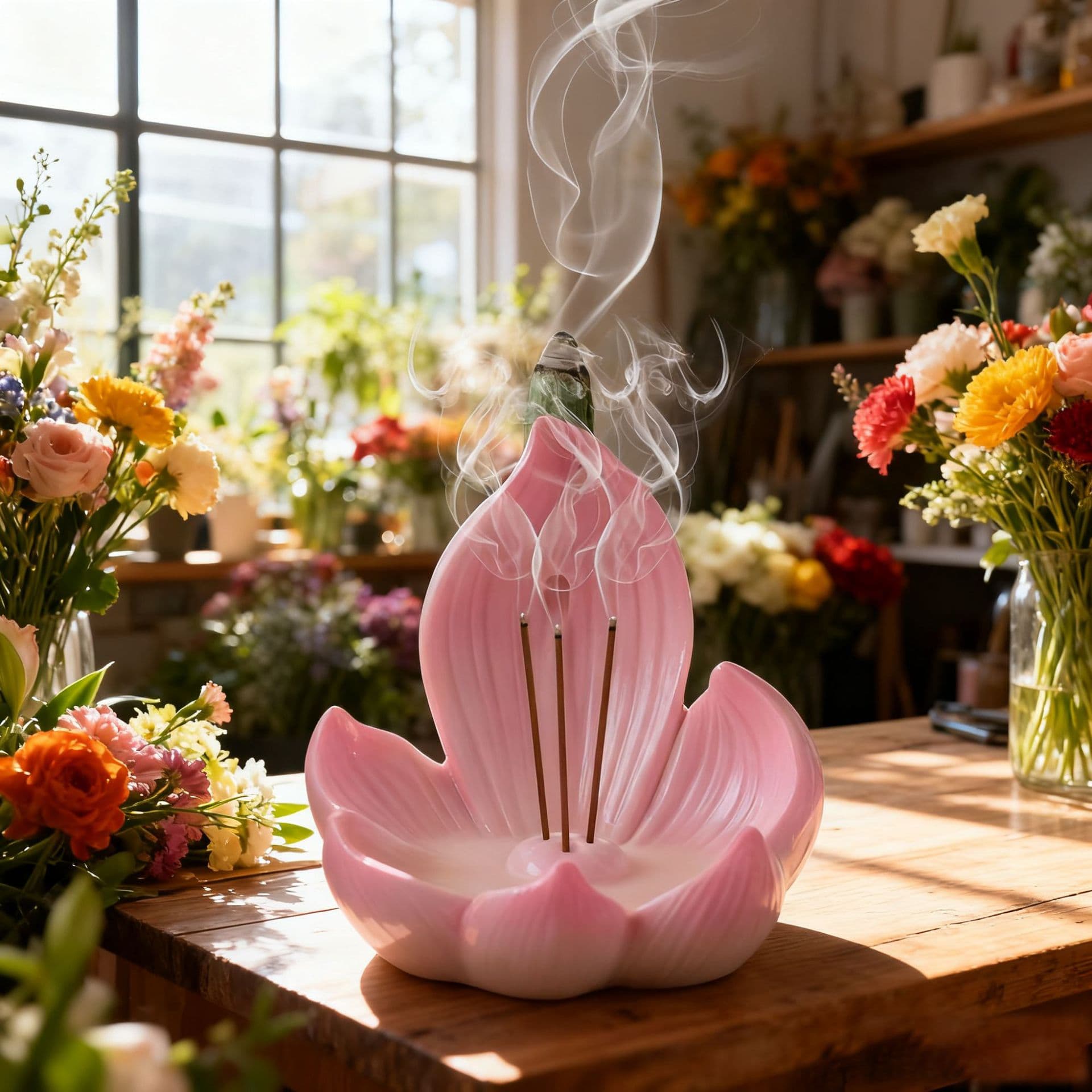 Pink Zen Lotus Waterfall Backflow Aroma Diffuser - Resin Craft